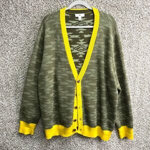 BP. for Nordstrom Cardigan Sweater Men’s 3XL Green Aztec Print & Yellow Button